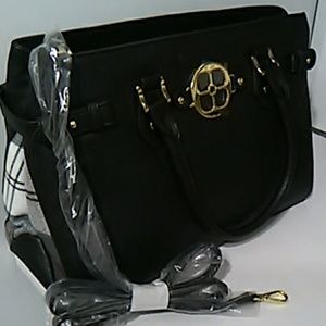 Satchel with plaid accents